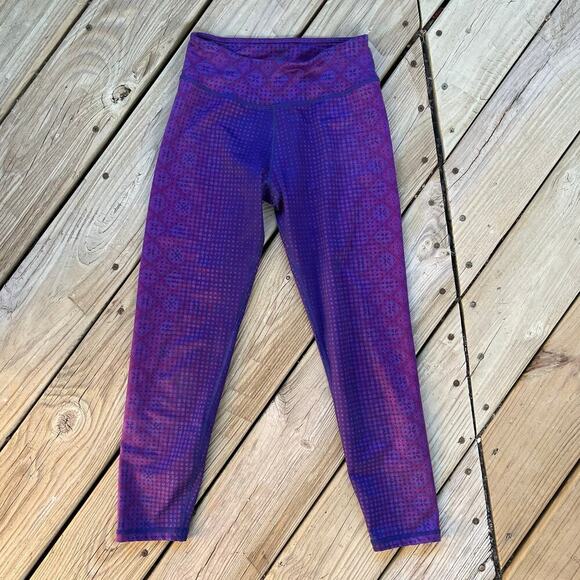Prana Women's Purple Printed Cropped Leggings Size XS - Picture 1 of 6